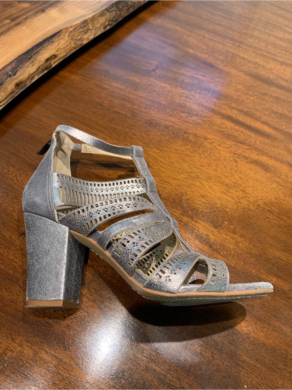 Vince Camuto silver block heel